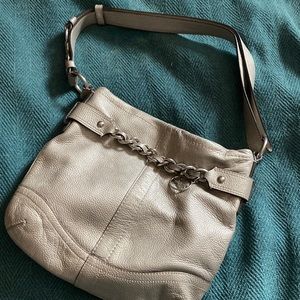 Silver/bronze leather Coach purse